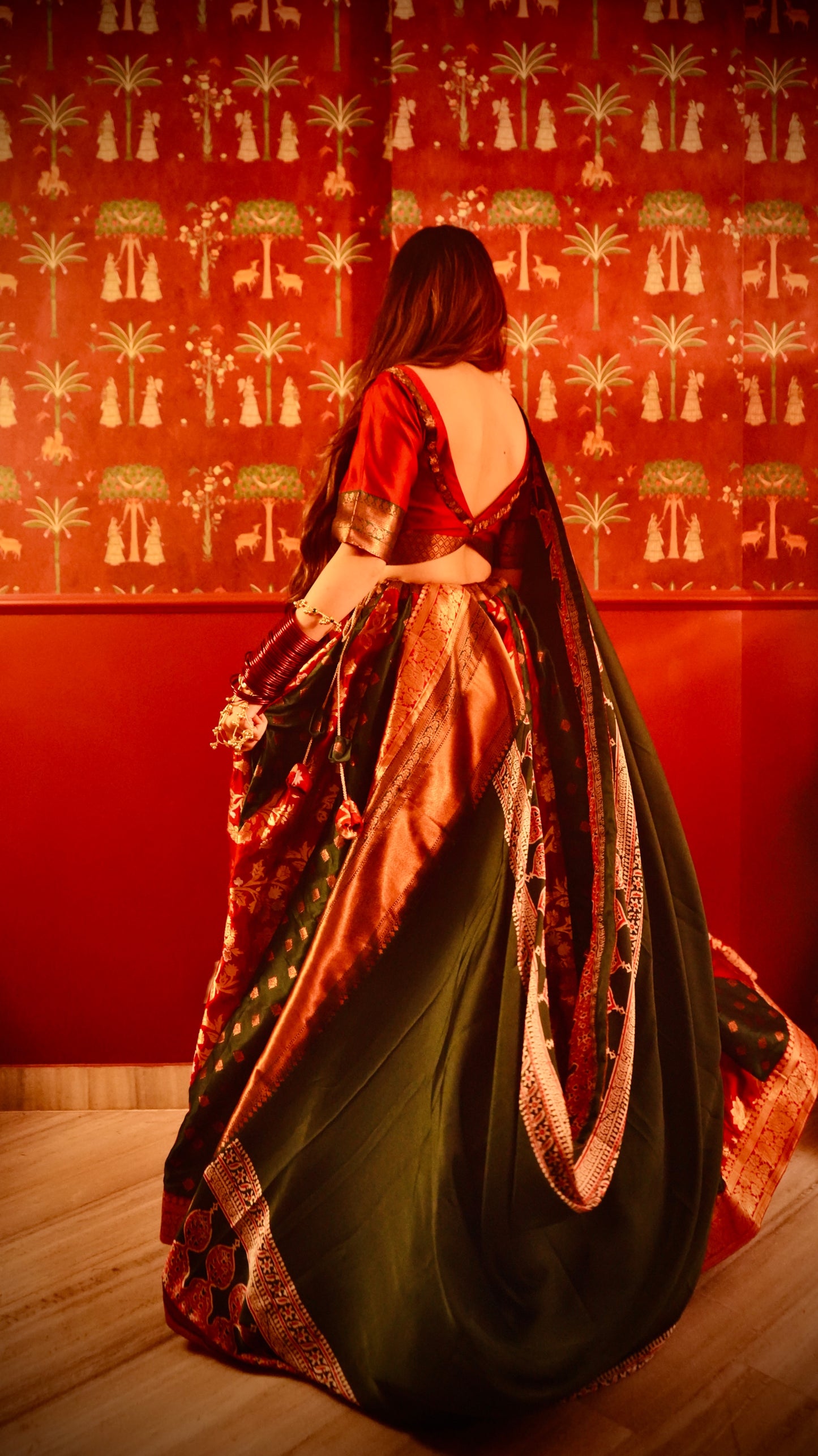 Suhaag Ajrak & Banarasee Lehenga Choli set