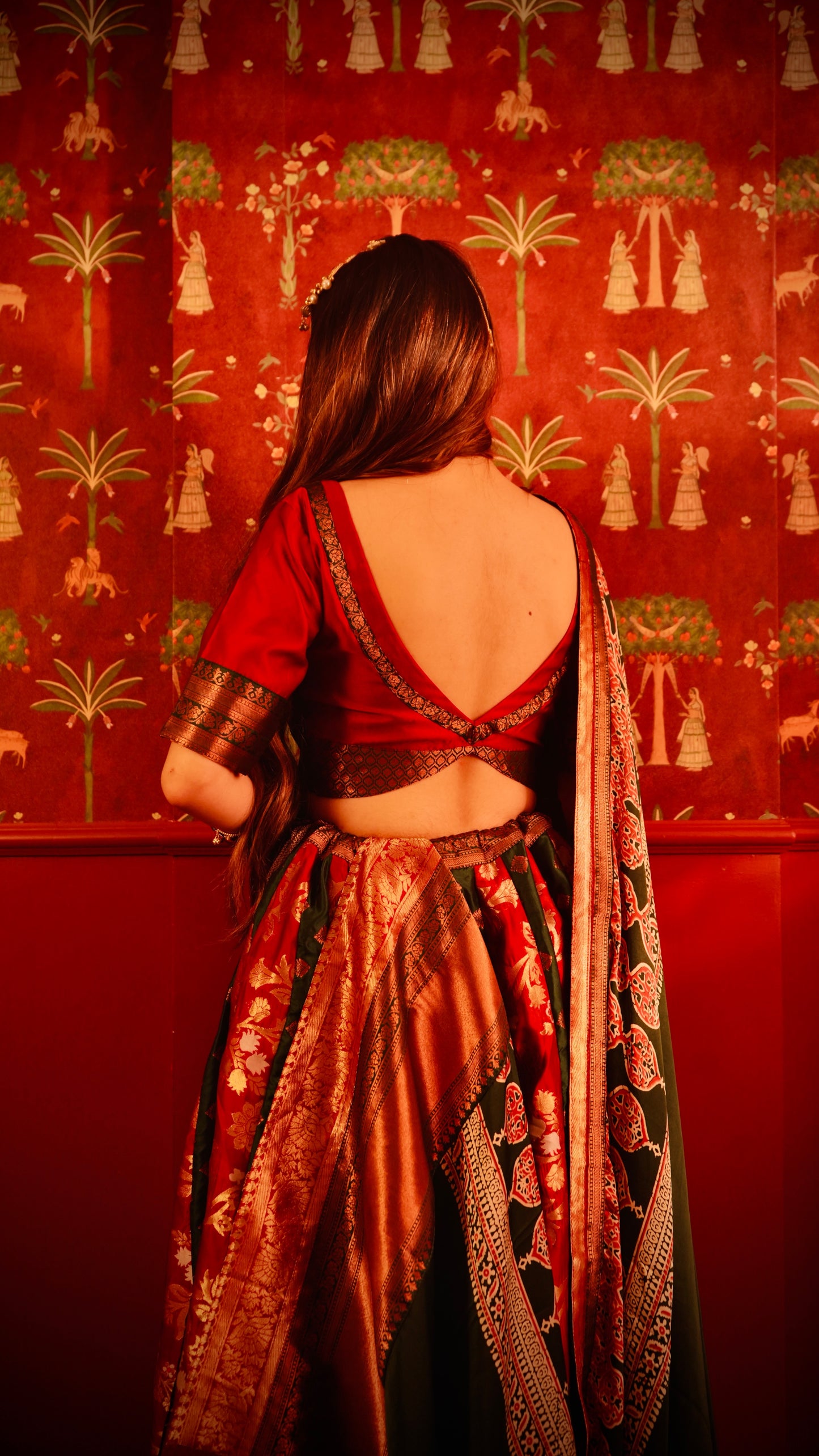 Suhaag Ajrak & Banarasee Lehenga Choli set
