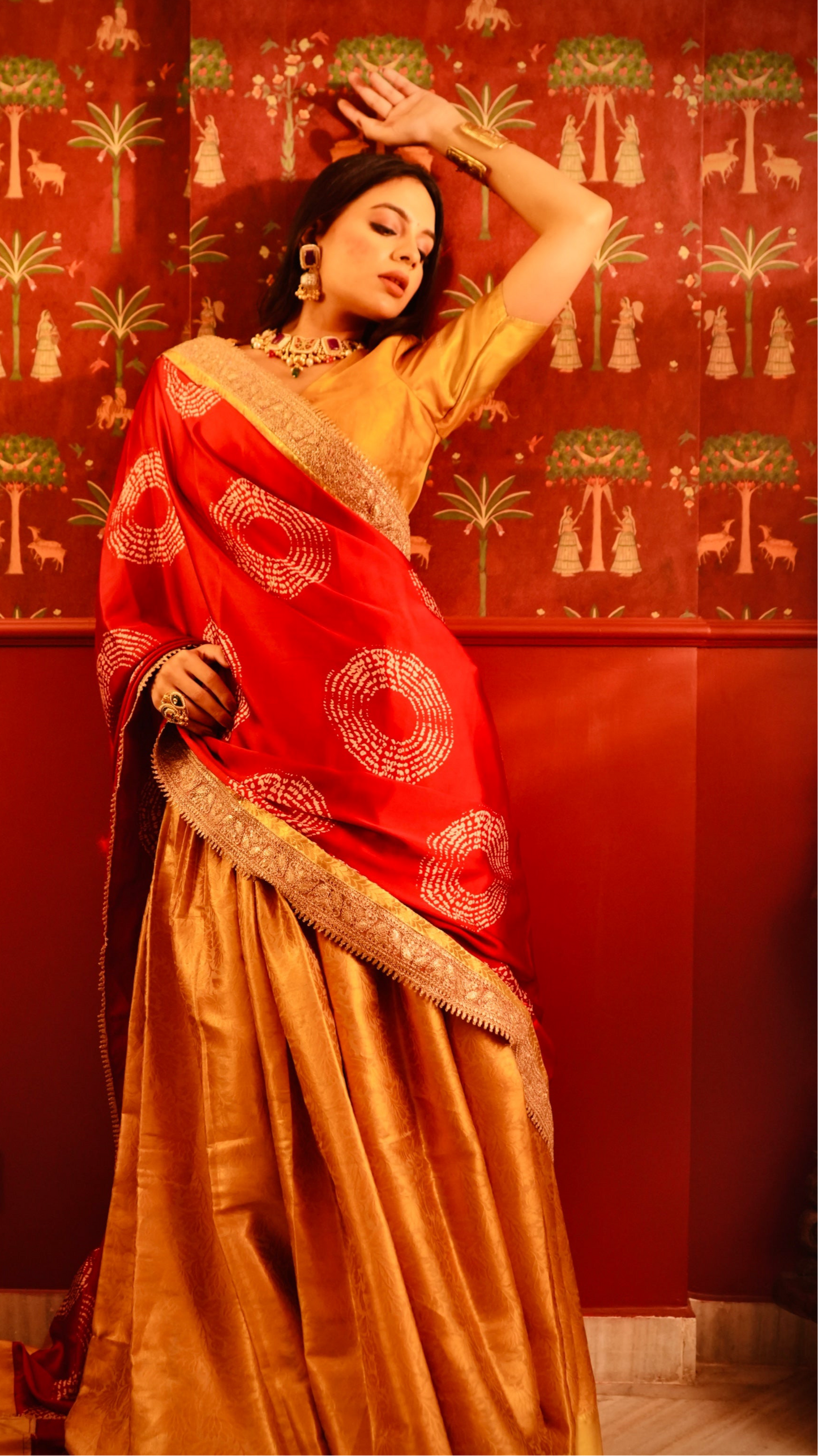 Sunehra Ajrak & Banarasee Lehenga Choli set