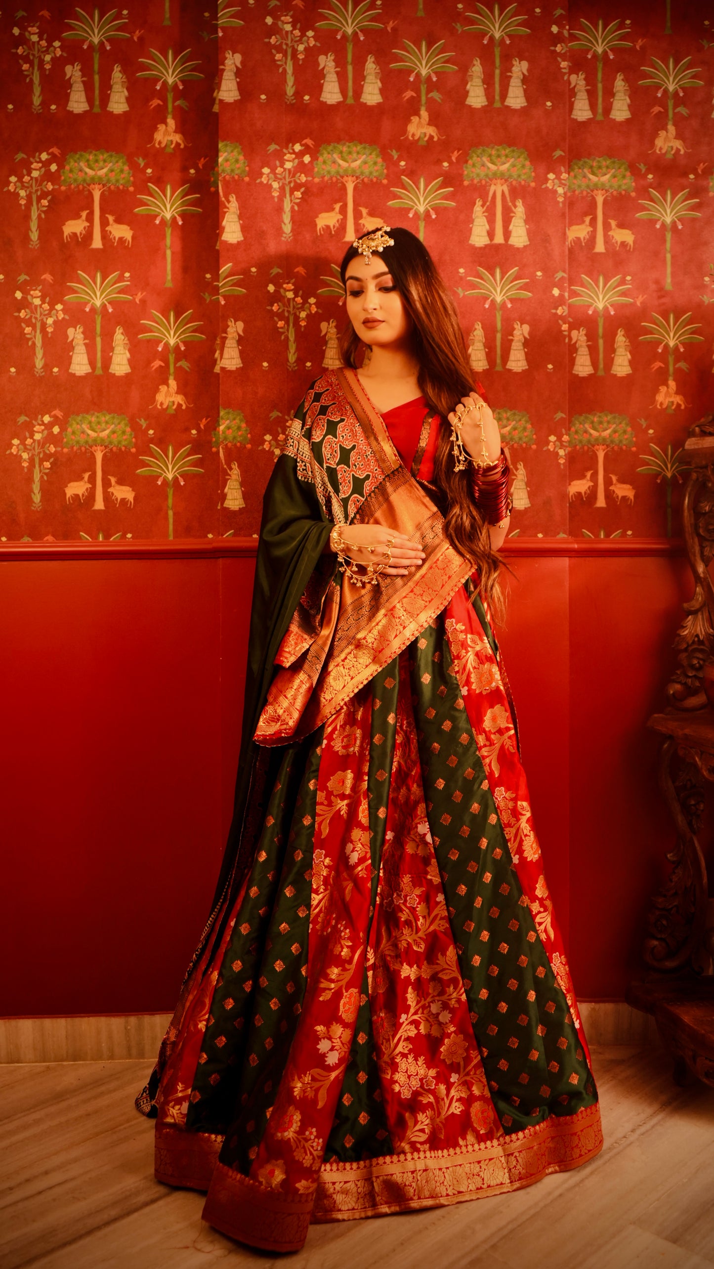 Suhaag Ajrak & Banarasee Lehenga Choli set