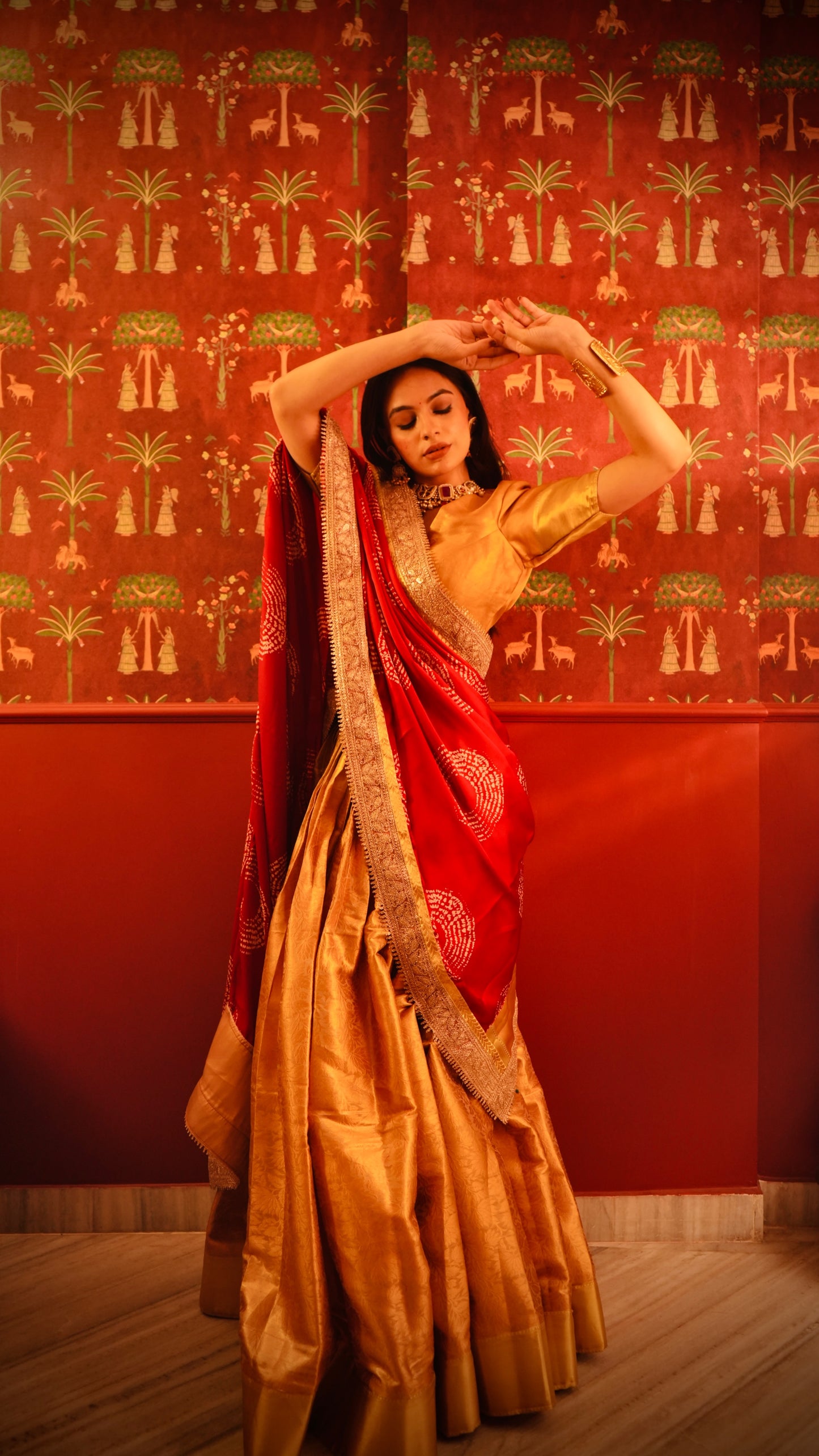 Sunehra Ajrak & Banarasee Lehenga Choli set