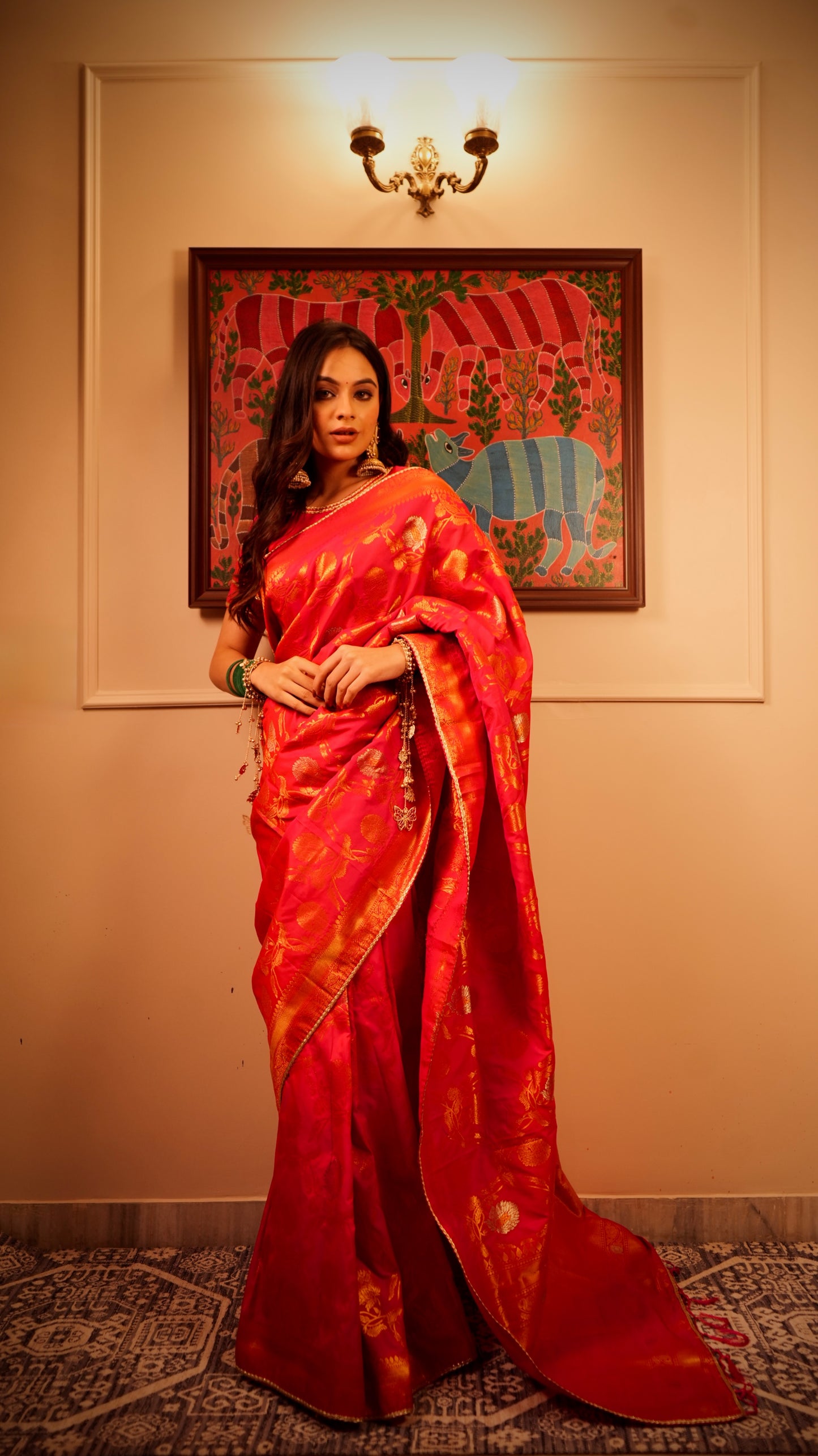 Bnarasee Gulaabi Jaal Saree