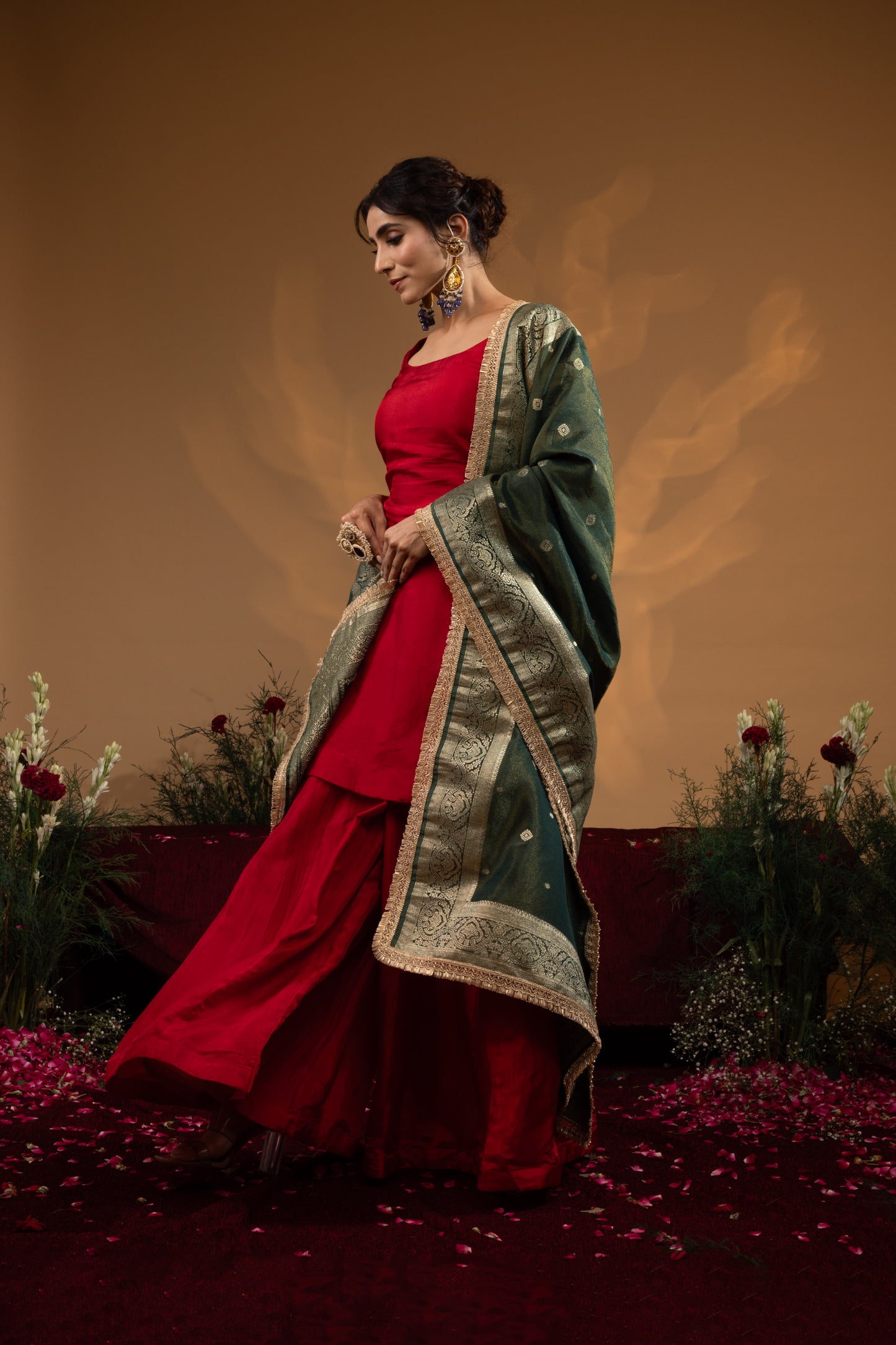 Classic Red Upada Silk Kurta Set