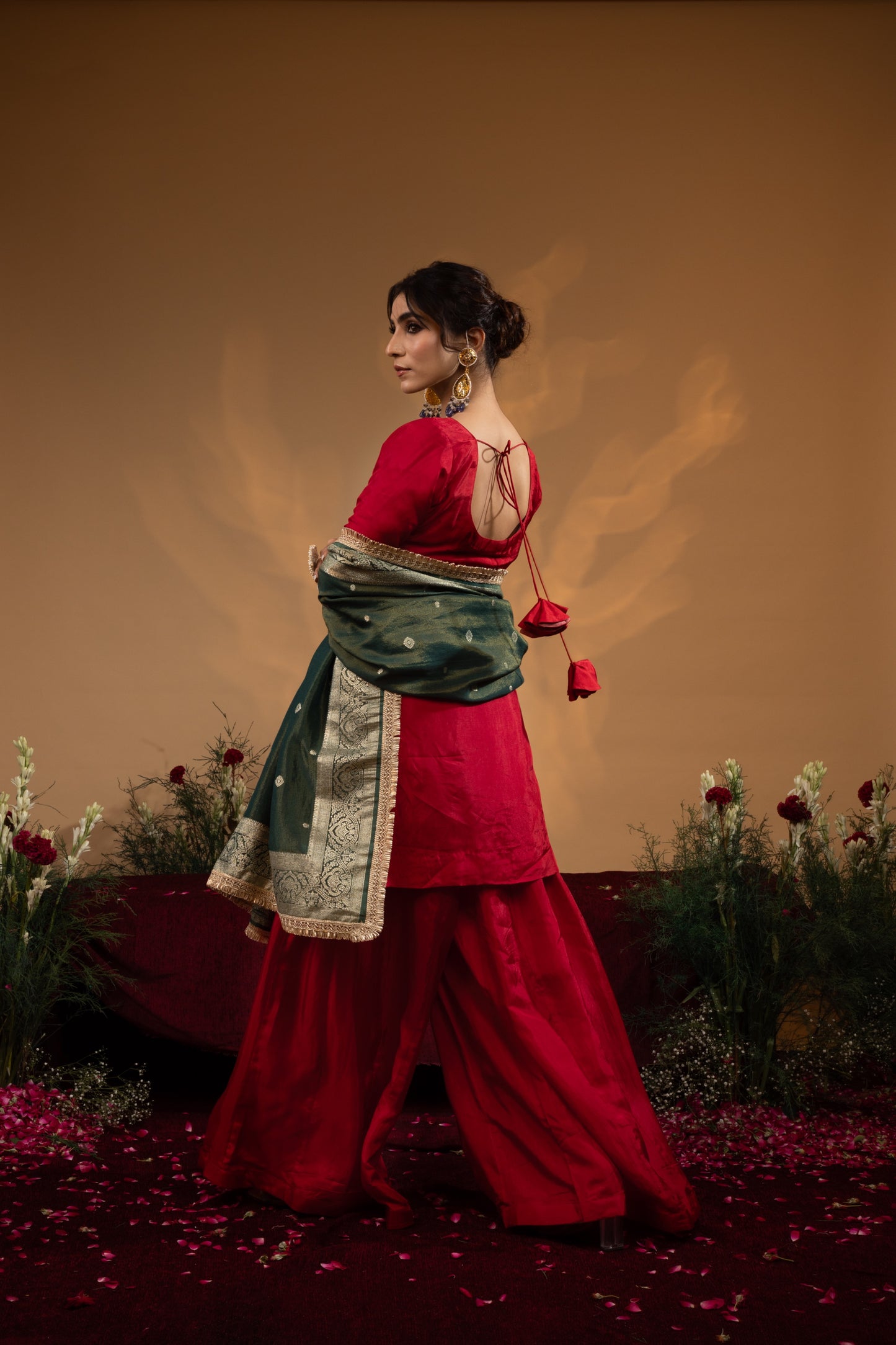 Classic Red Upada Silk Kurta Set