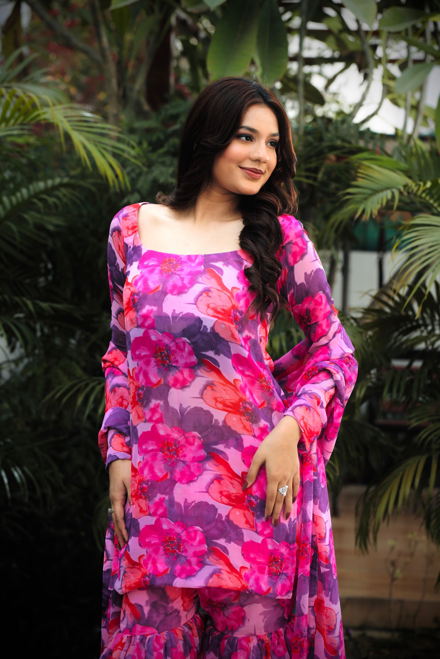 Pink & Purple Bloom Sharara set