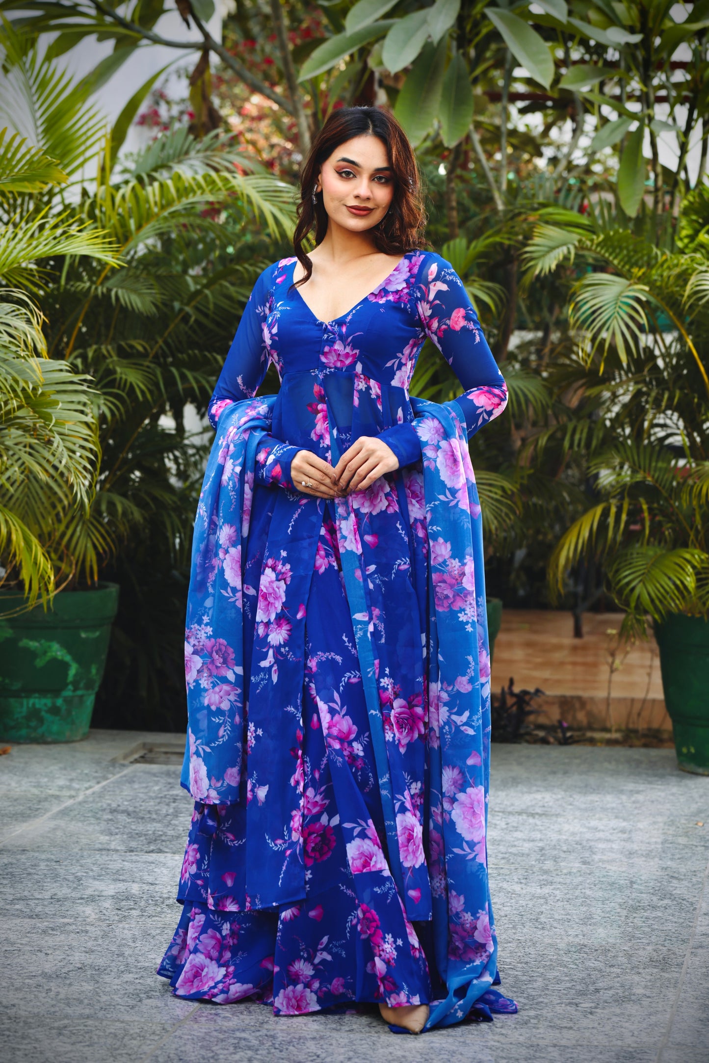 Royal blue & Pink Affair Skirt set