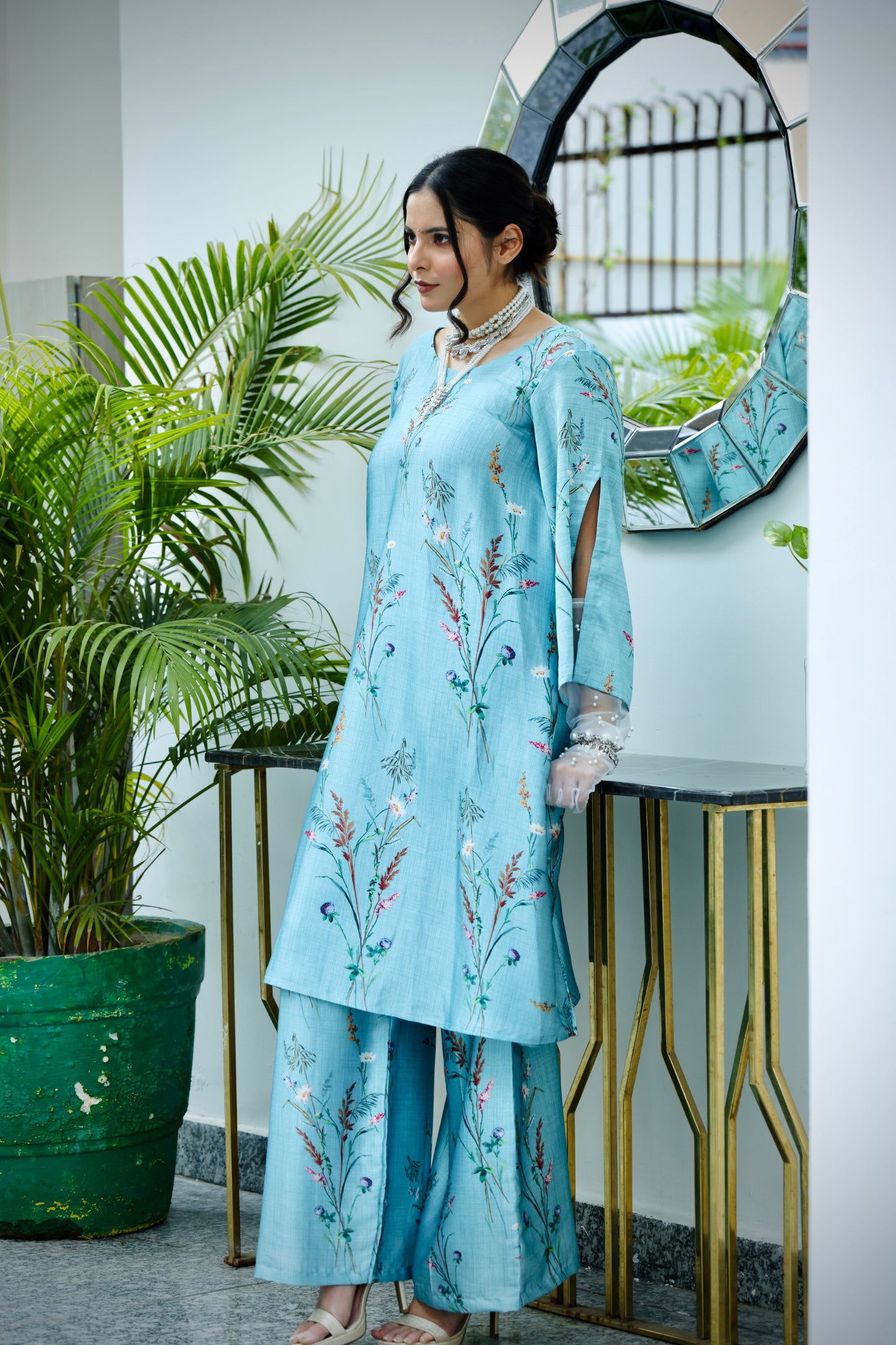 Luxe Turquoise Satin Co-Ord Set