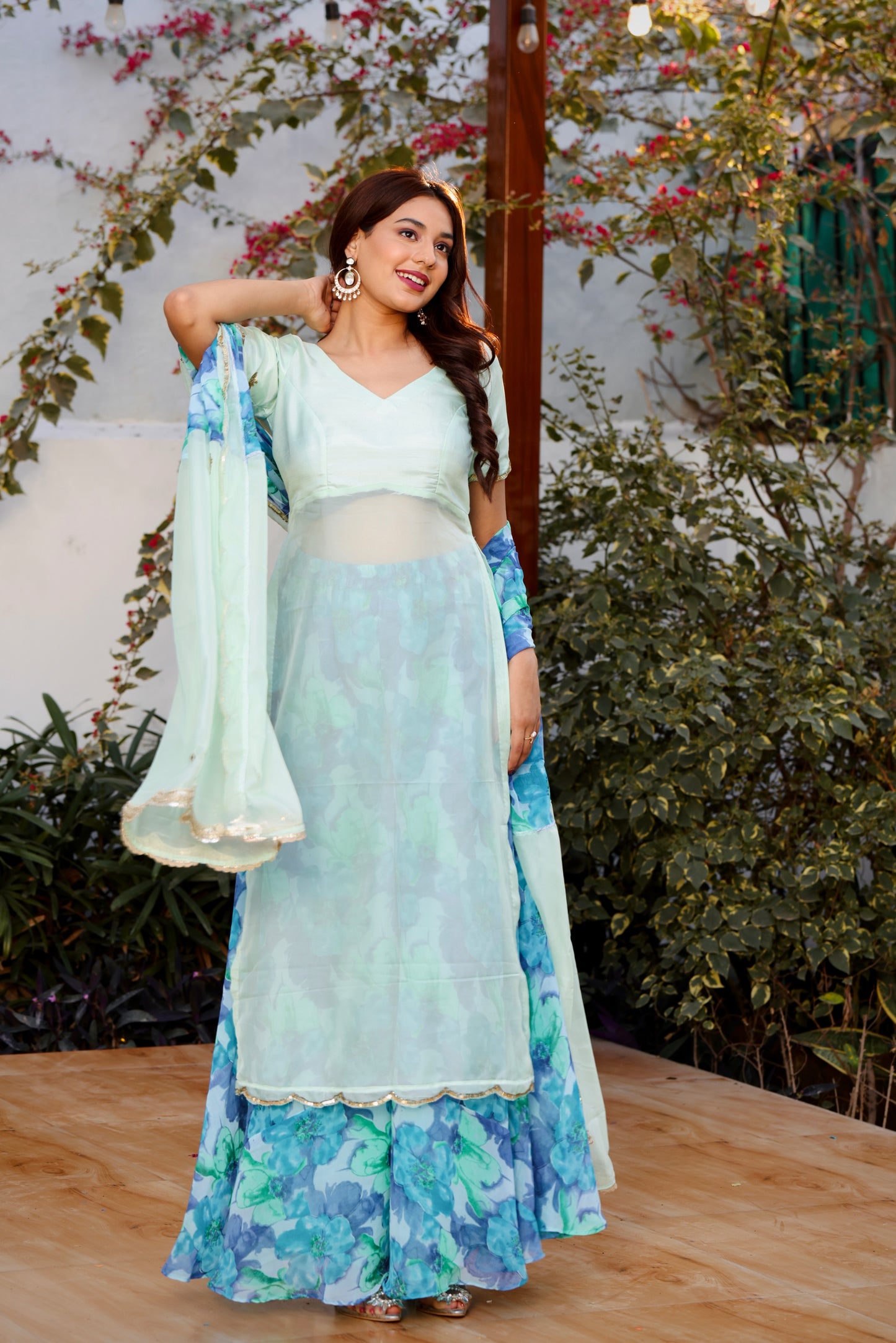 Enchanting Mint Bloom Handwork Kurta set
