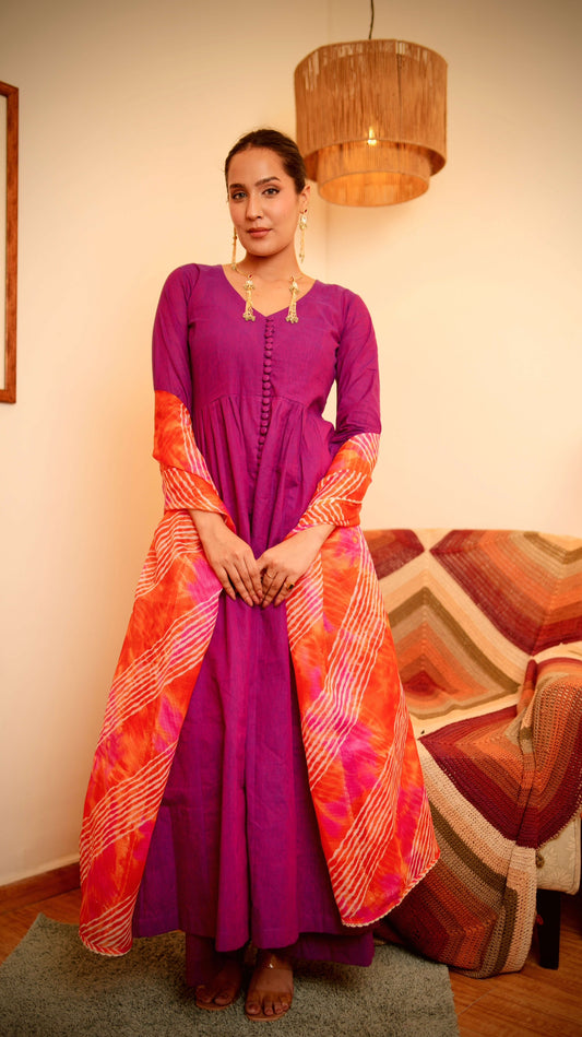 Baingani Leheriya Kurta set