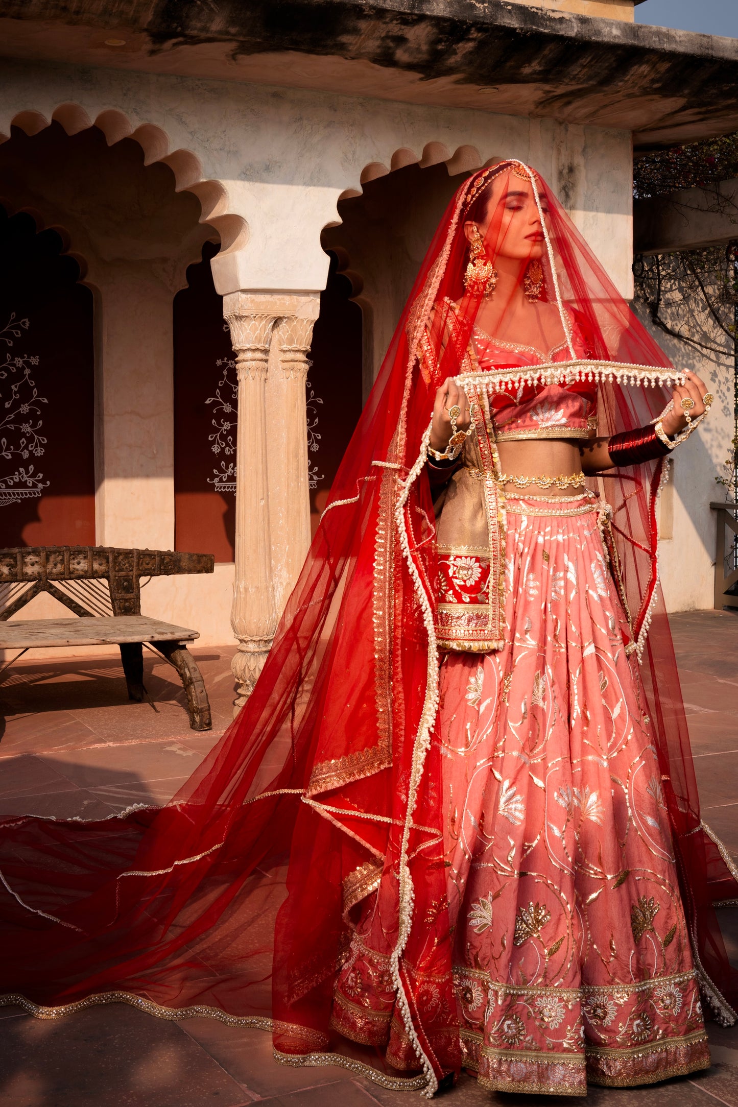 SAMPANN BRIDAL HAND EMBROIDERED LEHENGA