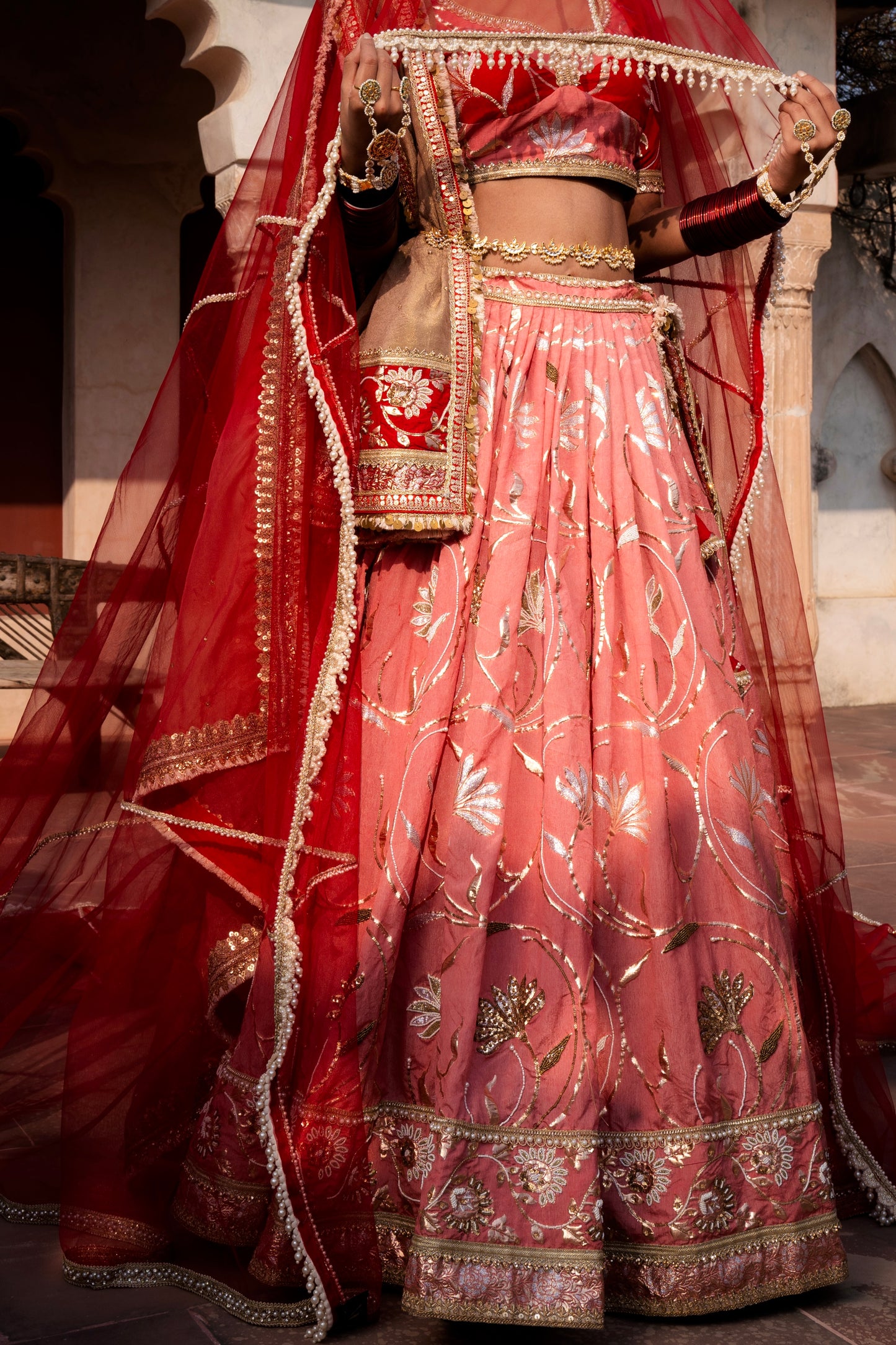 SAMPANN BRIDAL HAND EMBROIDERED LEHENGA