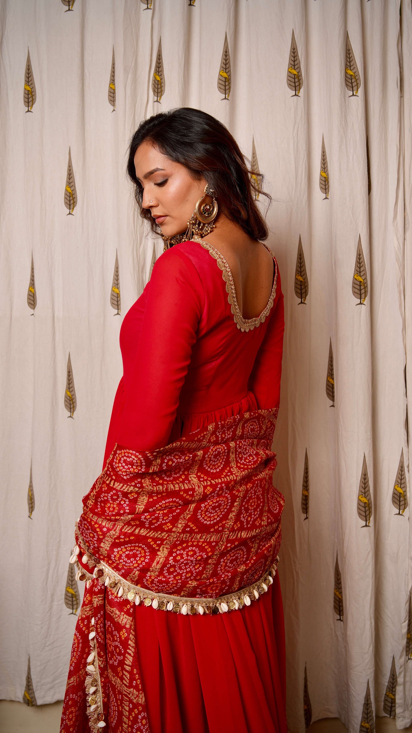 Raato Anarkali-Dupatta set