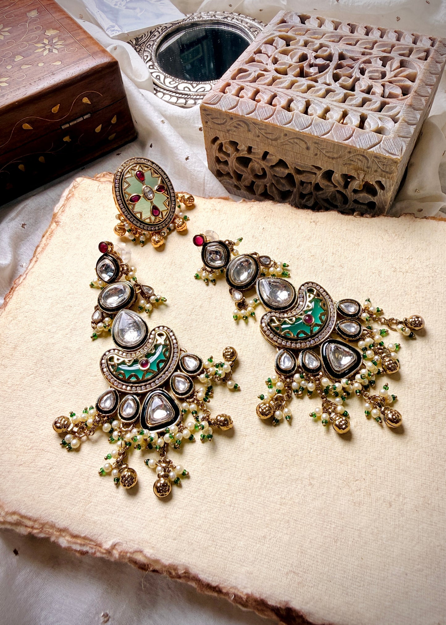 Meher Chandelier Earrings and Ring Set