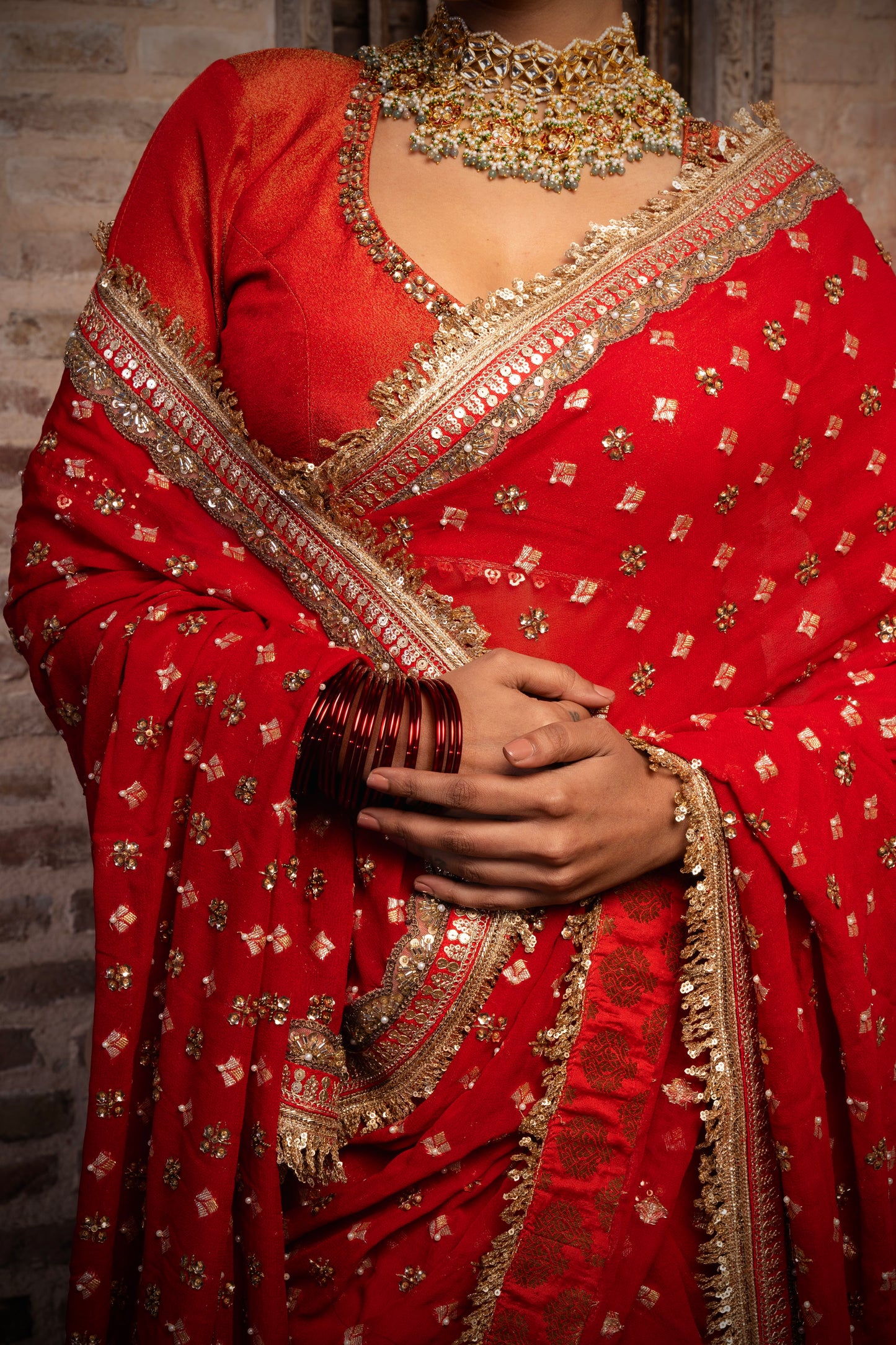 SAMPANN BRIDAL HAND EMBROIDERED SAREE