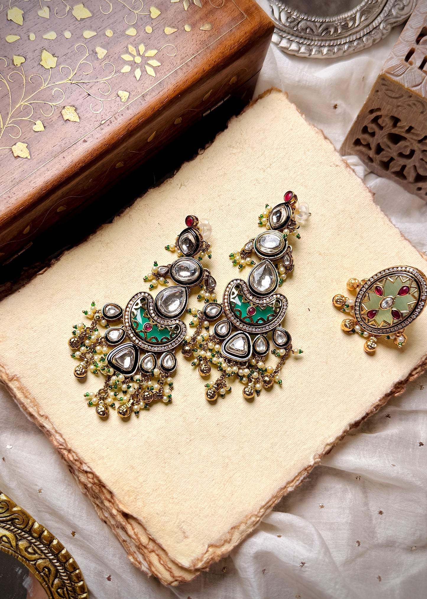 Meher Chandelier Earrings and Ring Set