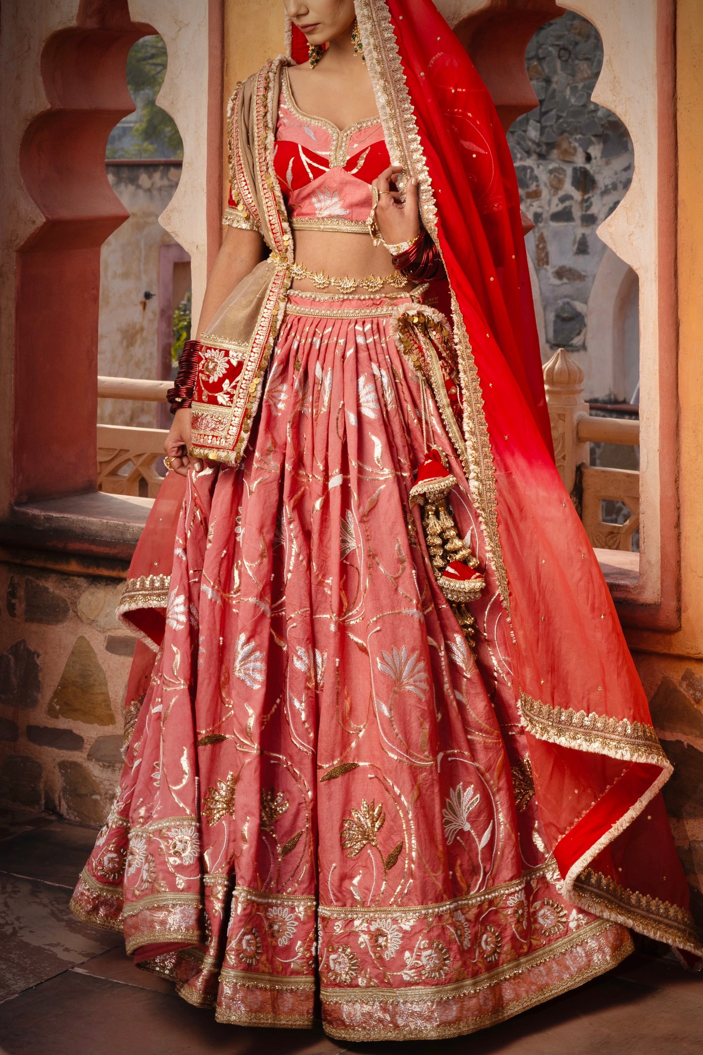 SAMPANN BRIDAL HAND EMBROIDERED LEHENGA