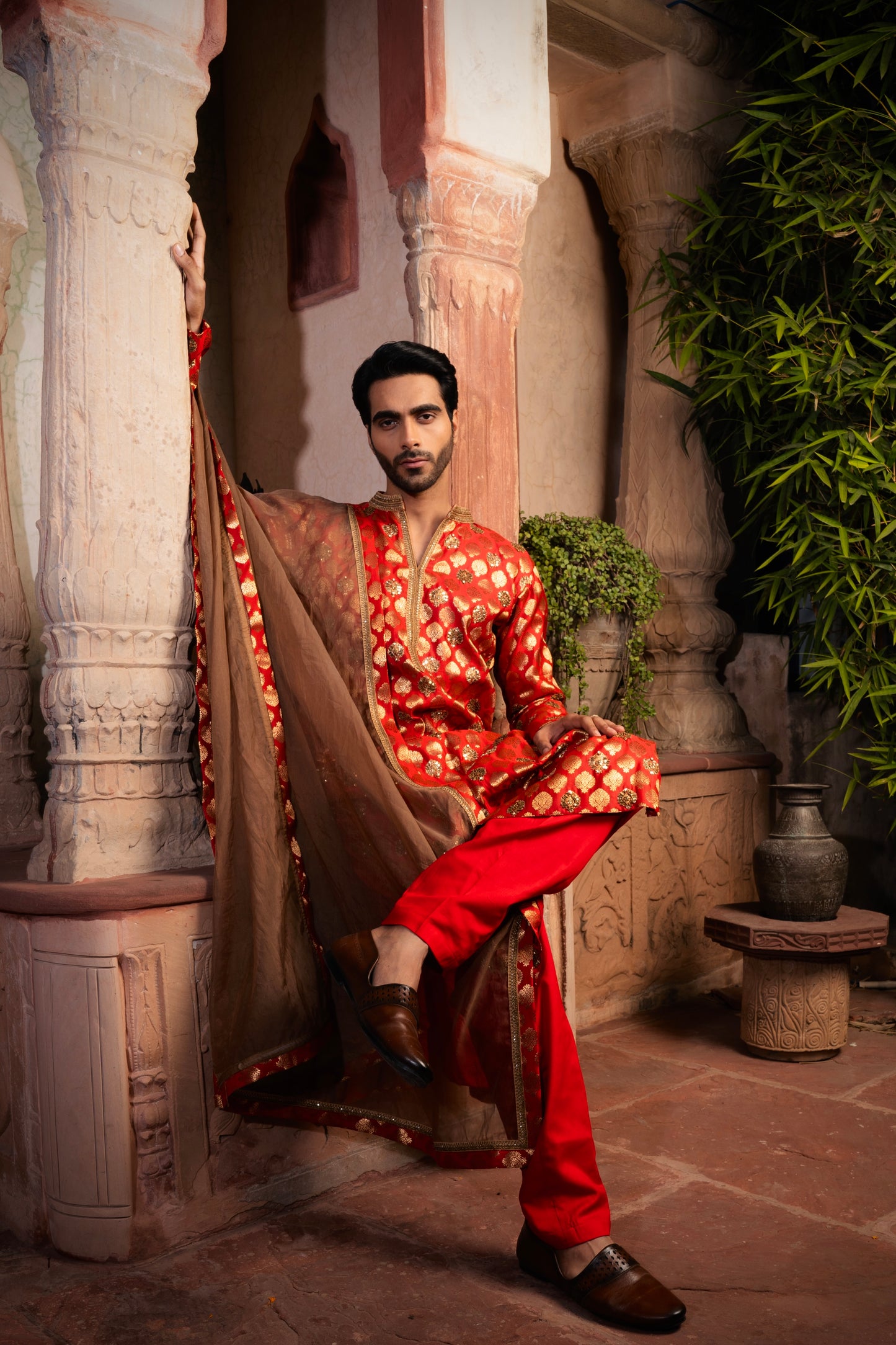 MENS BANARASEE HANDWORK KURTA SET