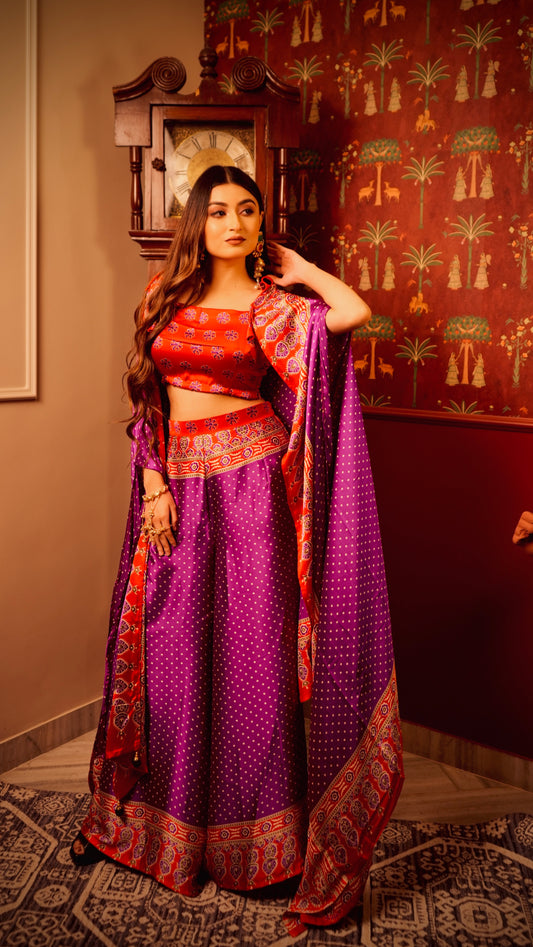 Lal-Baingani Ajrak Cape set