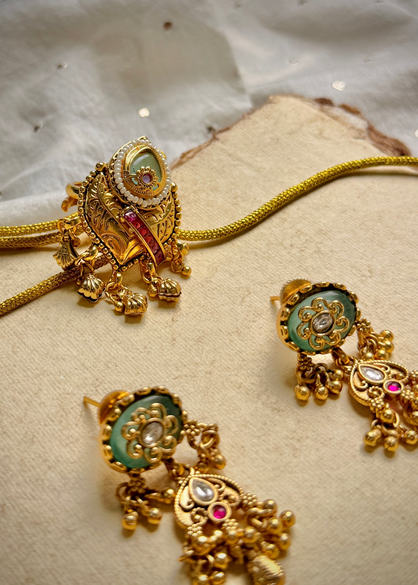 Devika Haar, Earrings and Ring Set