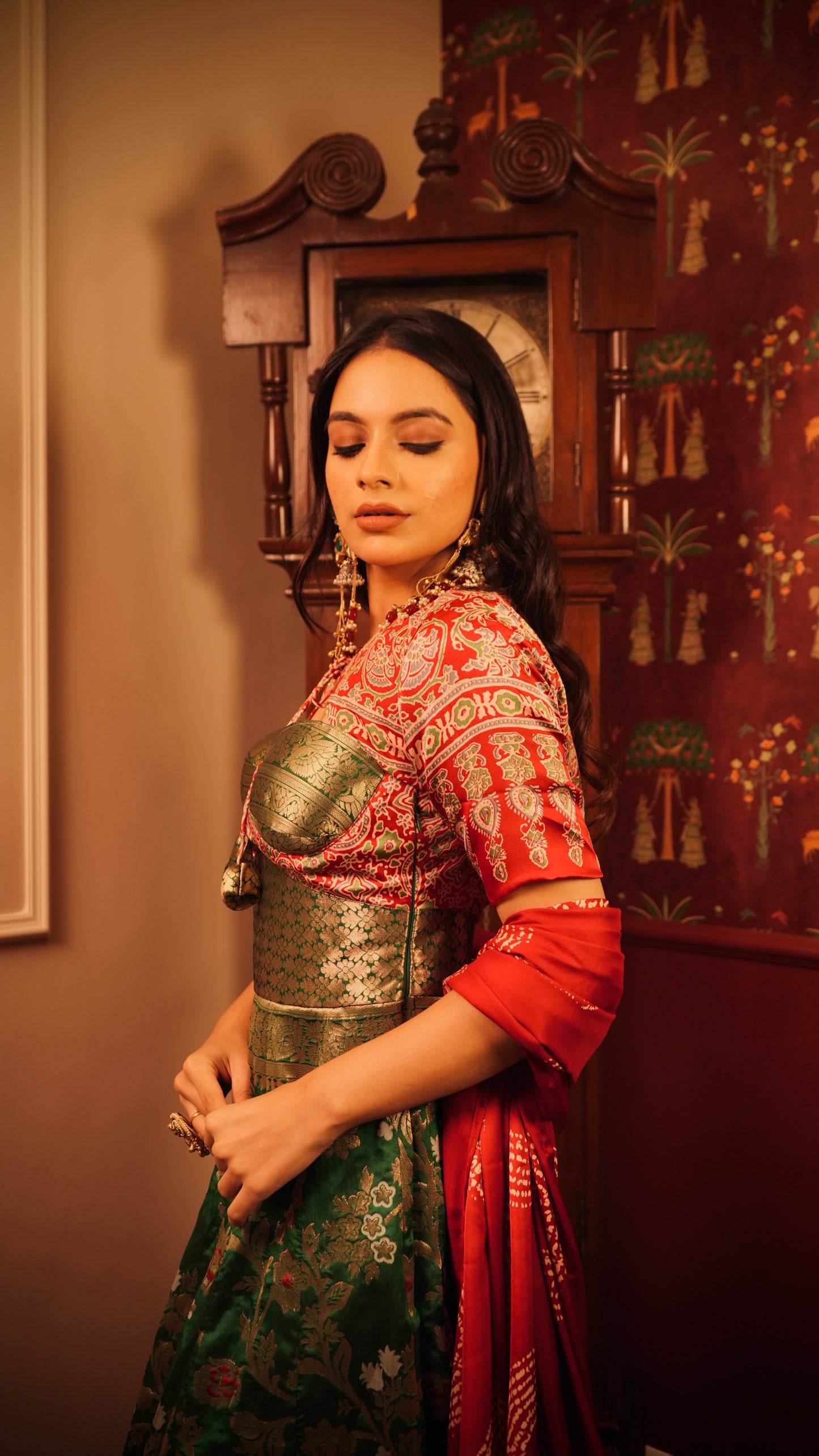 Ajrak-Banarasee Gown Set