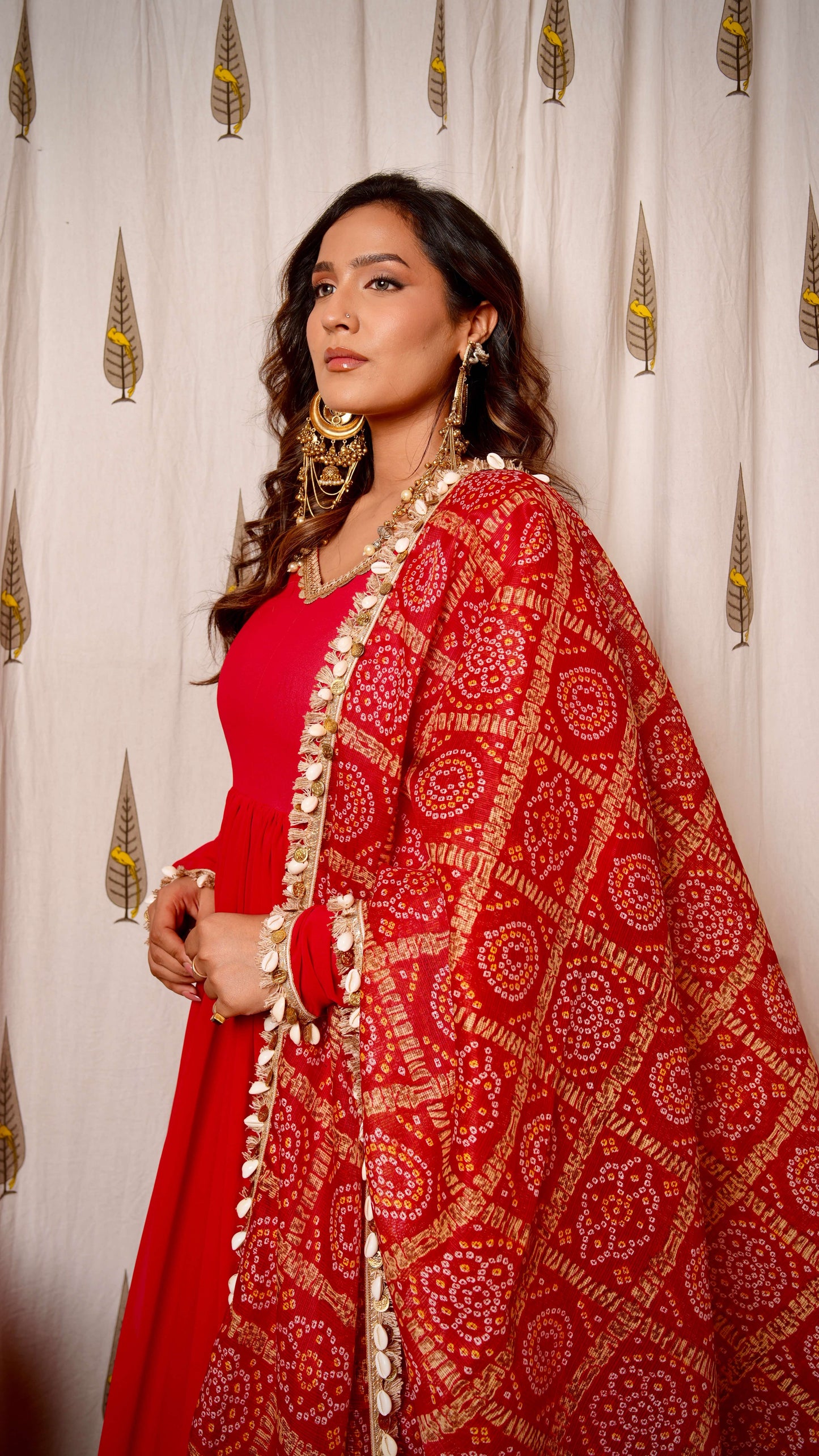 Raato Anarkali-Dupatta set