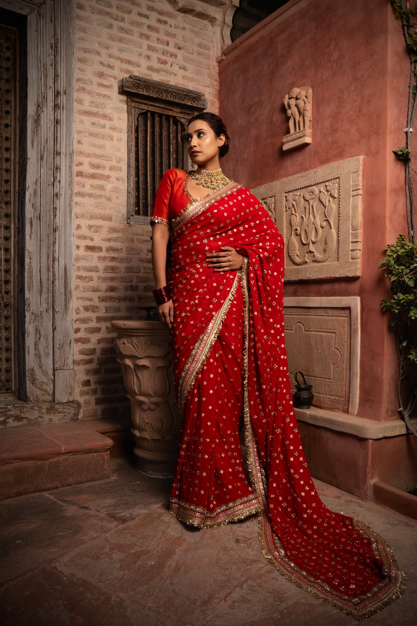 SAMPANN BRIDAL HAND EMBROIDERED SAREE