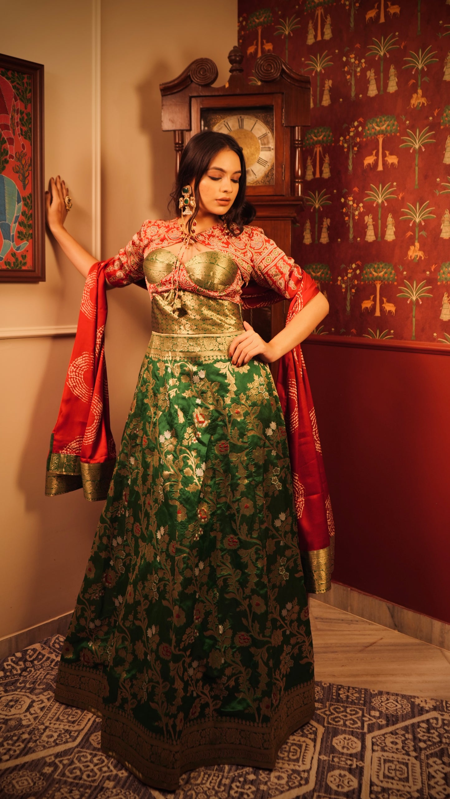 Ajrak-Banarasee Gown Set