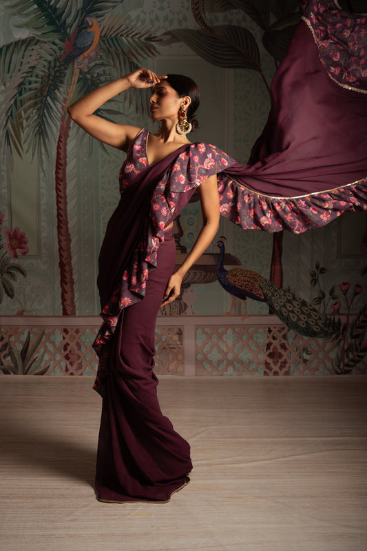 Bhor bagh pre draped saree