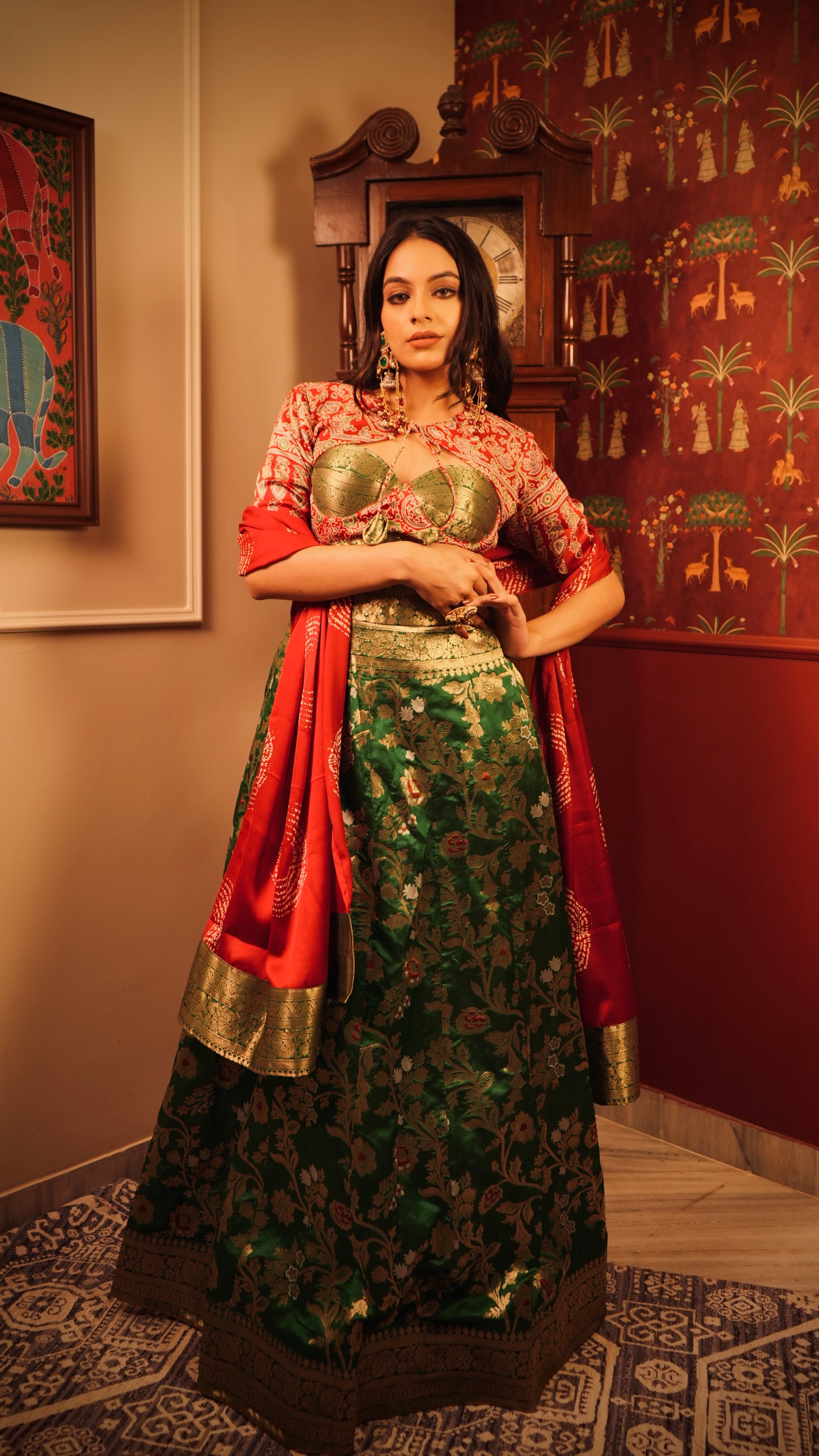 Ajrak-Banarasee Gown Set