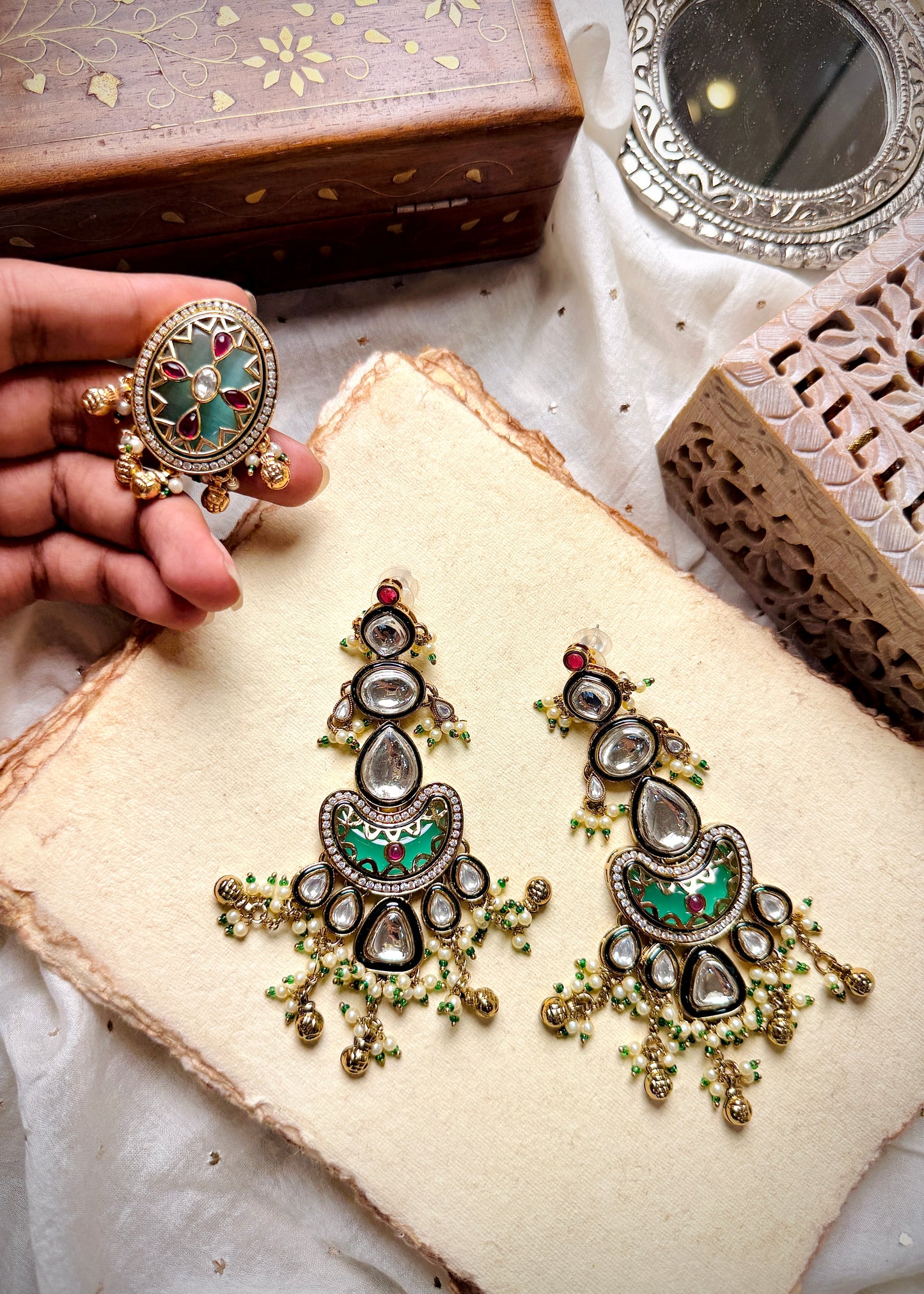Meher Chandelier Earrings and Ring Set