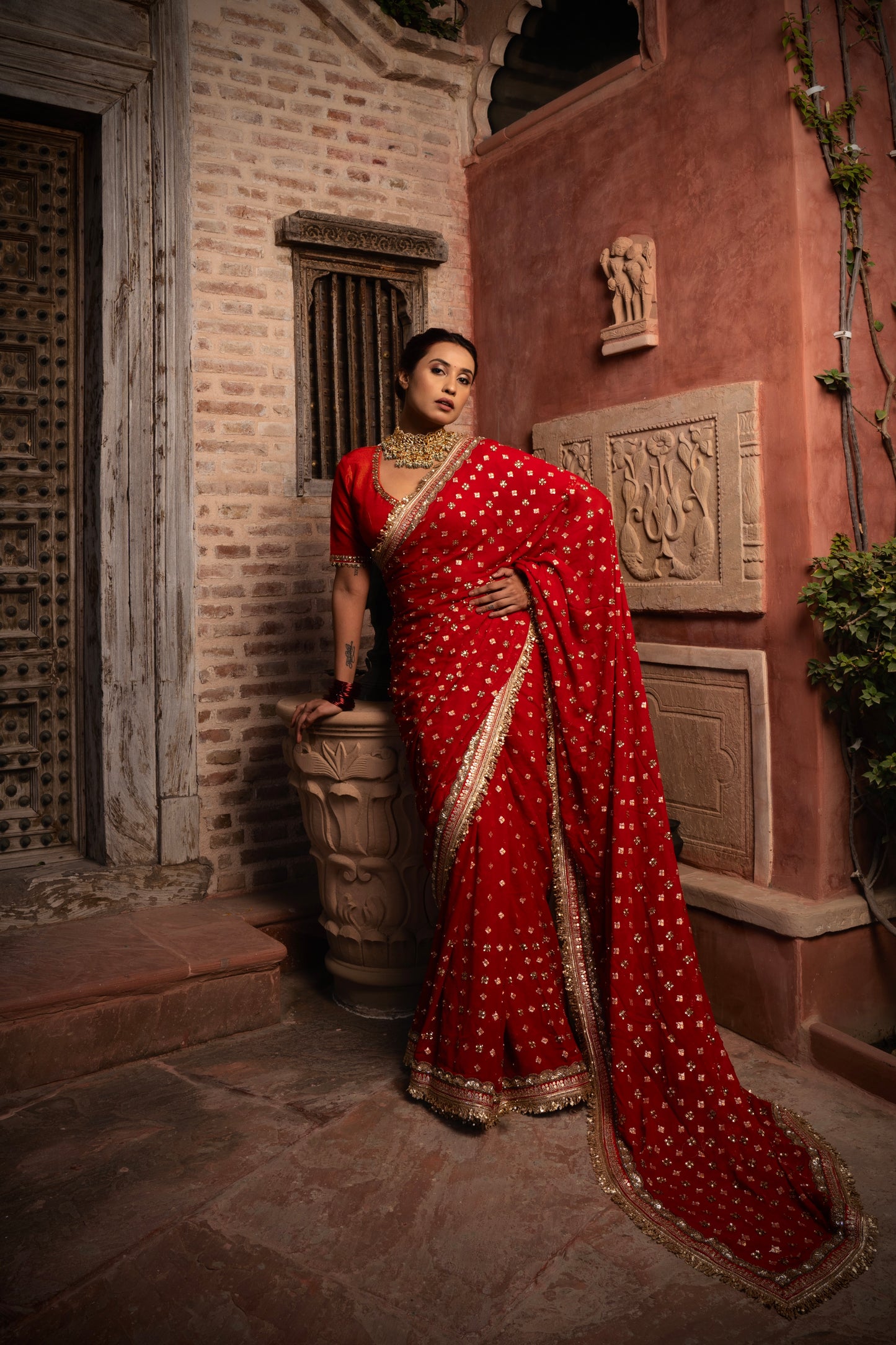 SAMPANN BRIDAL HAND EMBROIDERED SAREE