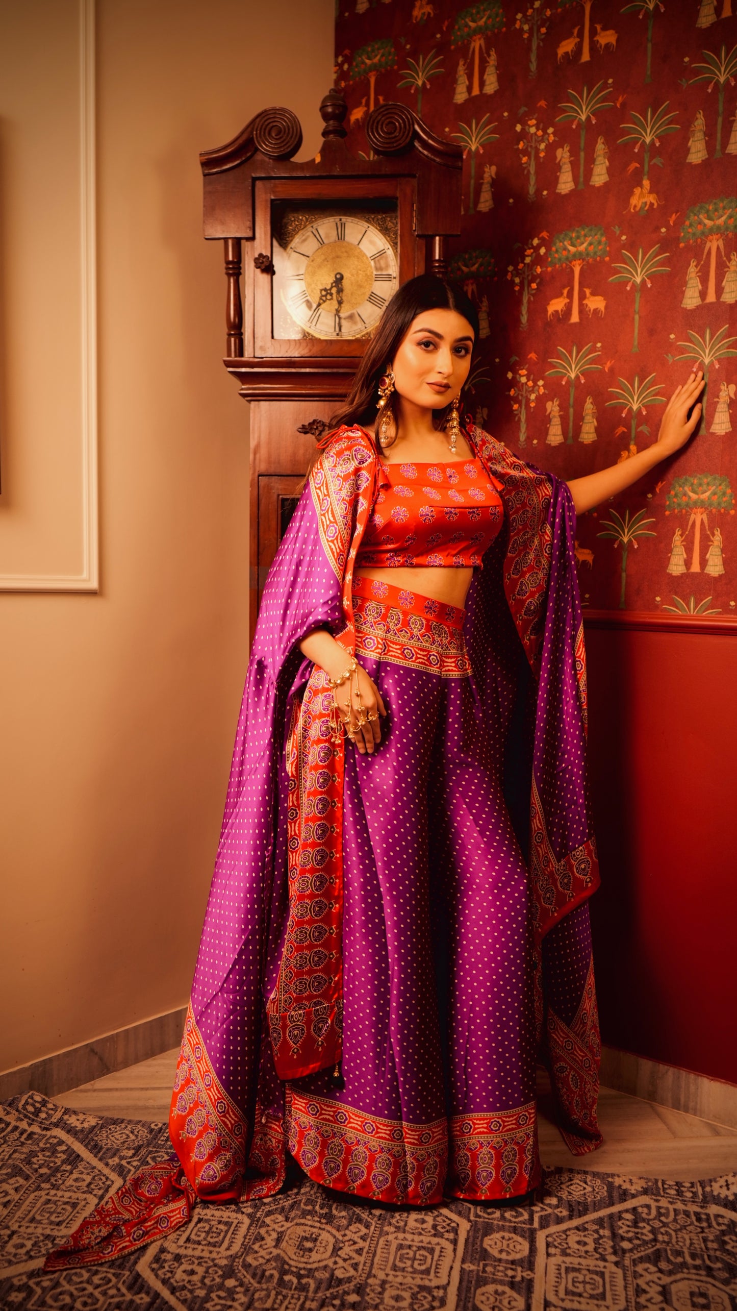 Lal-Baingani Ajrak Cape set