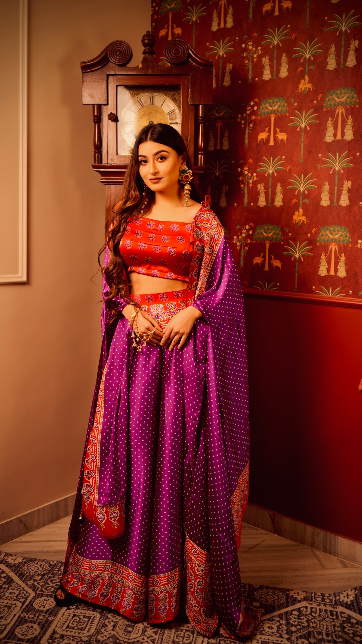 Lal-Baingani Ajrak Cape set
