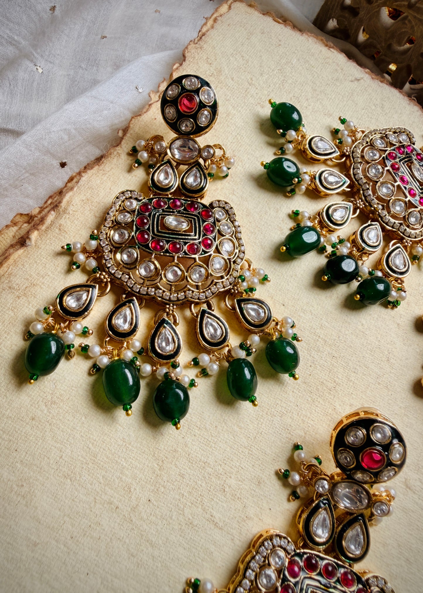 Elara Chandelier Earrings, Maangtika & Ring Set