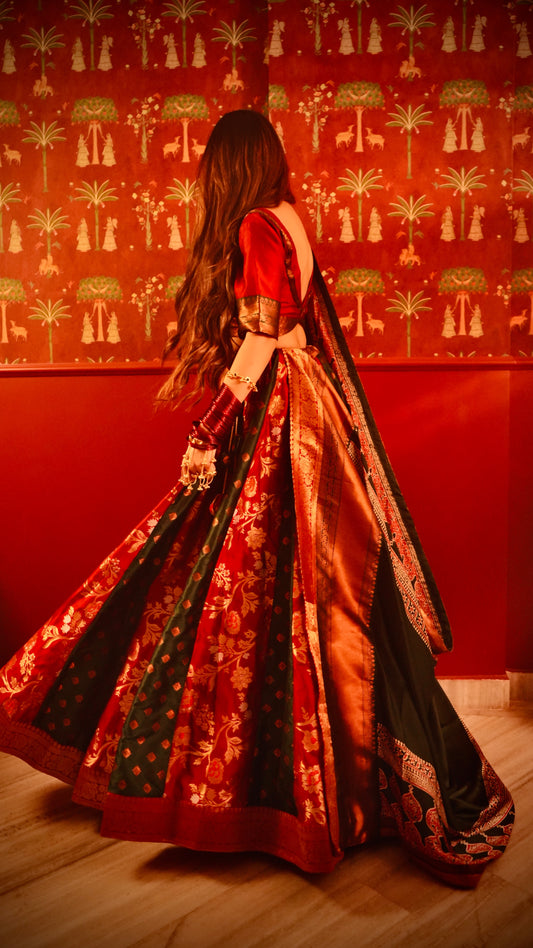 Suhaag Ajrak & Banarasee Lehenga Choli set