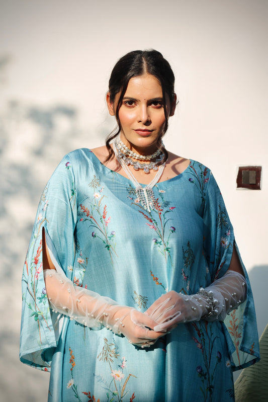 Luxe Turquoise Satin Co-Ord Set