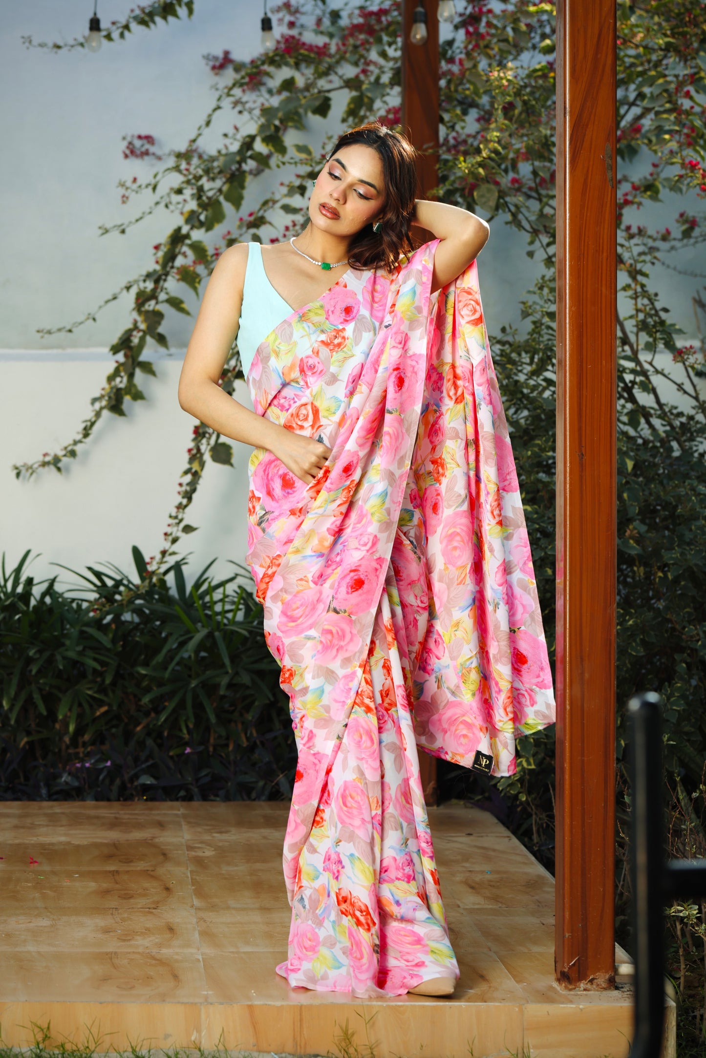English Garden Satin Saree