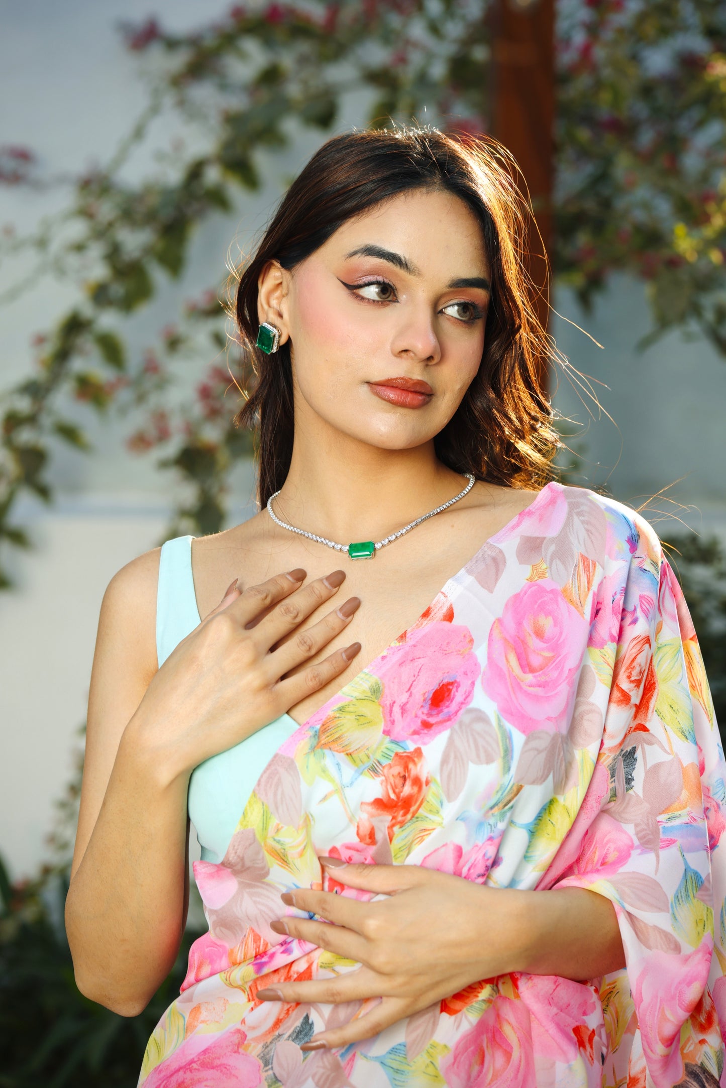 English Garden Satin Saree