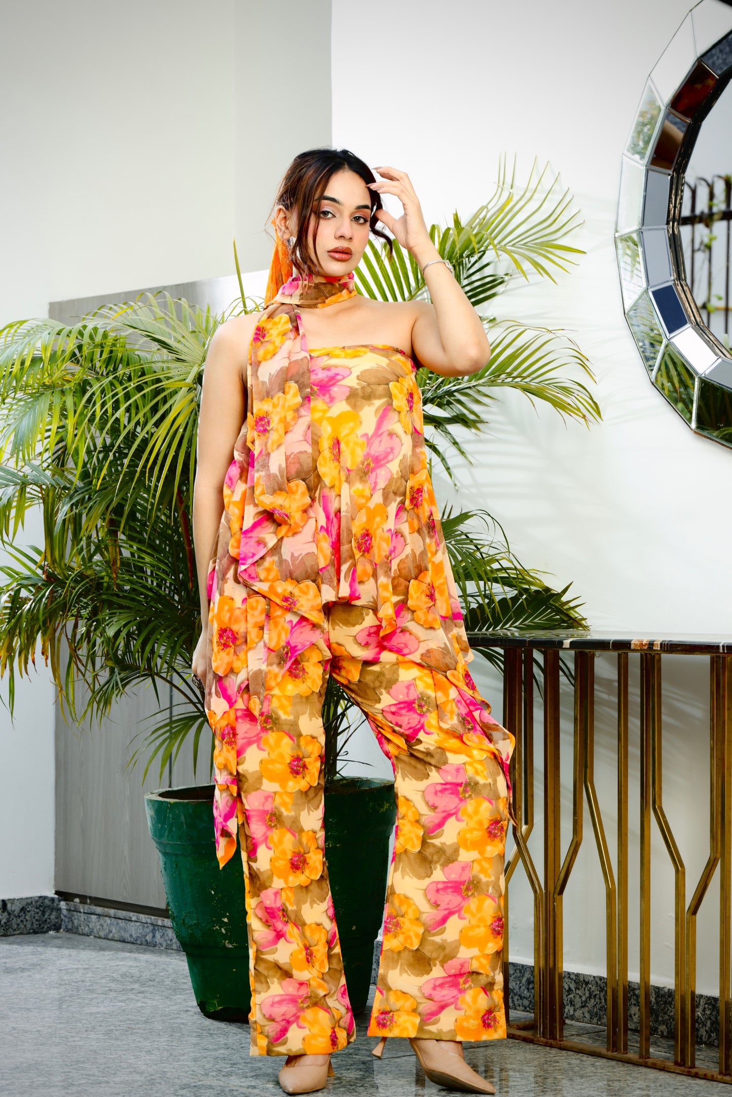 Yellow Asymmetrical Tube Kurta Set