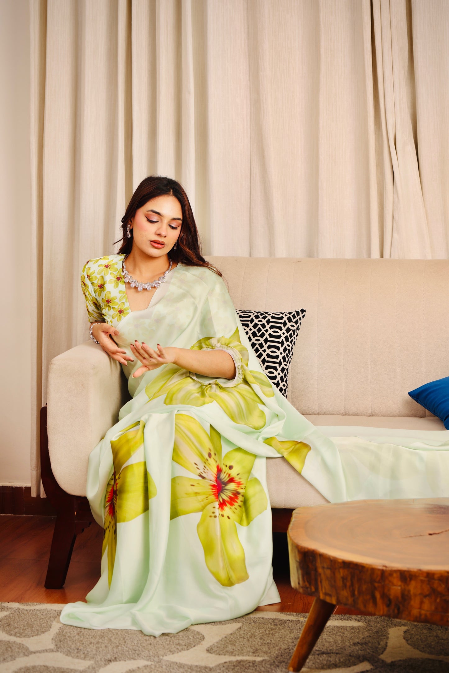 Green Garden Satin Saree