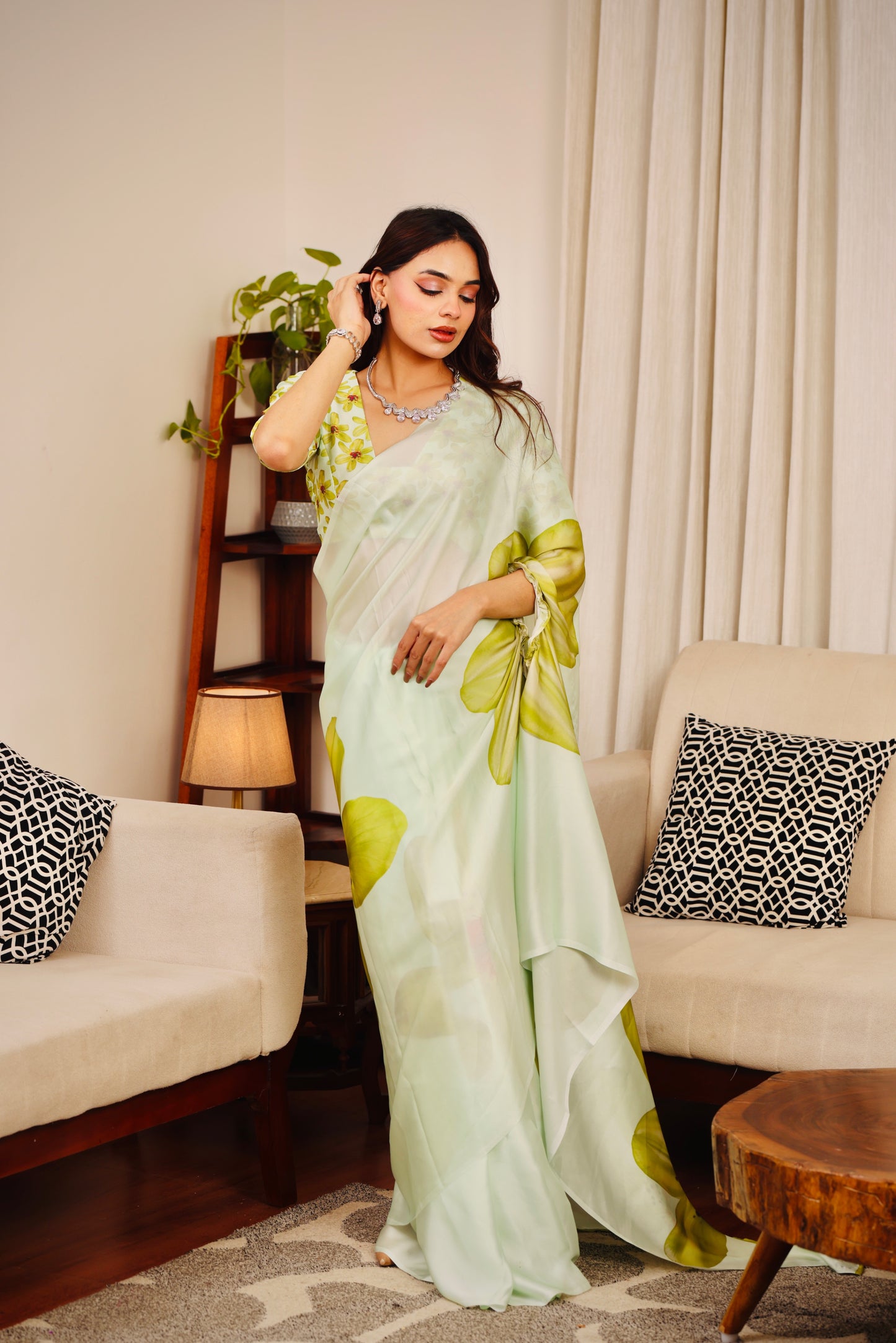 Green Garden Satin Saree