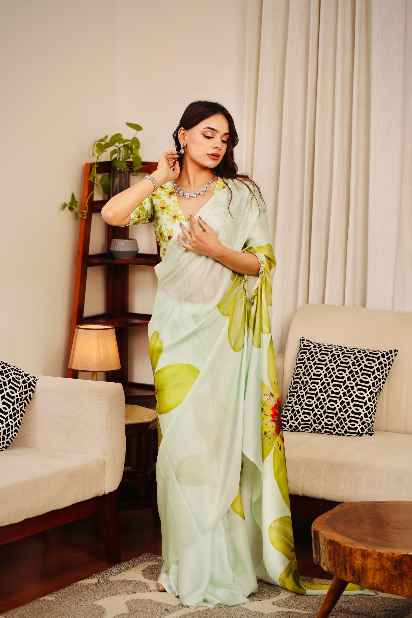 Green Garden Satin Saree